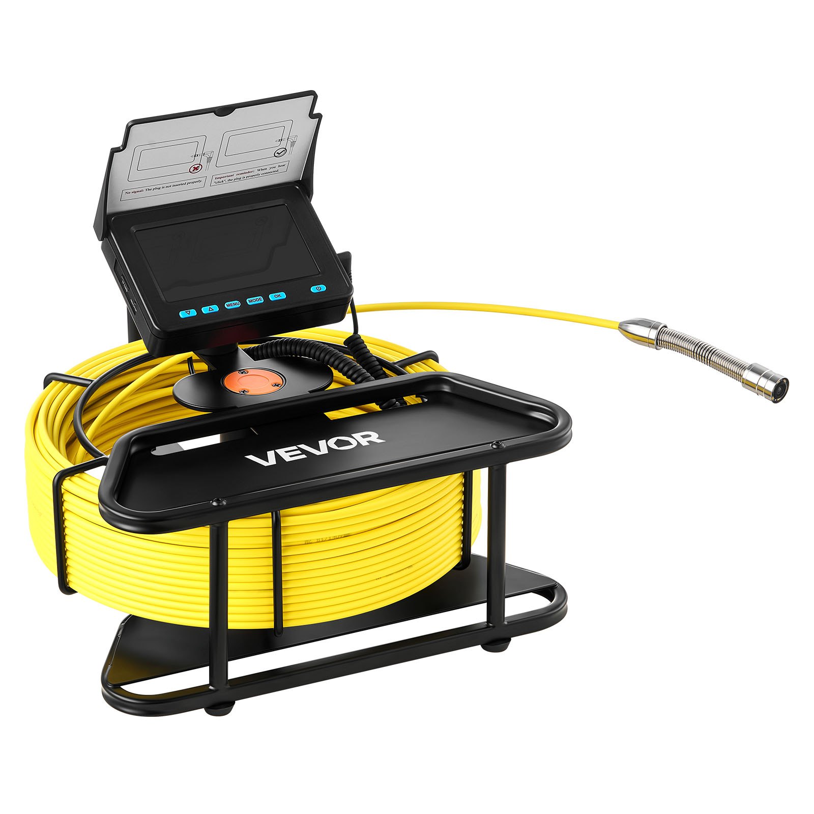 Sewer inspection camera with monitor and cable reel