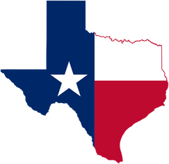 Texas-shaped flag emblem